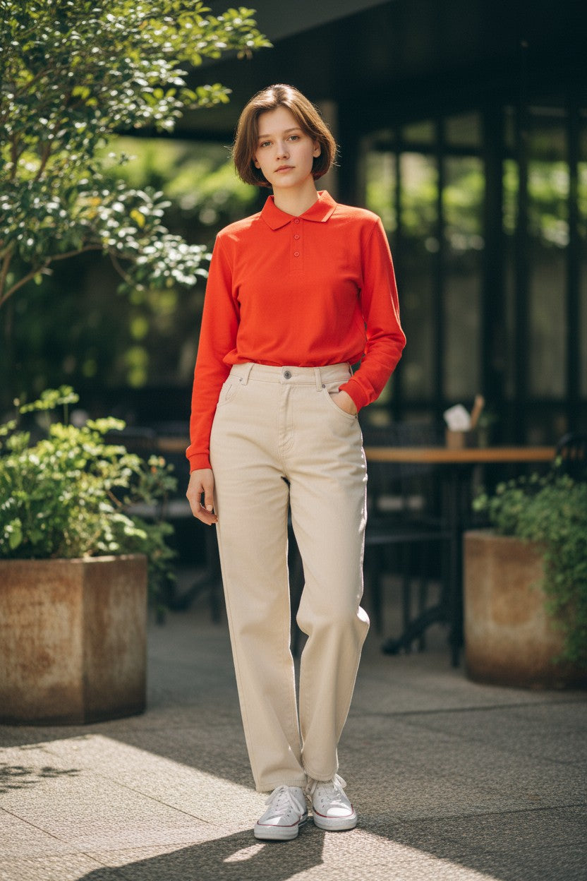 Unisex Long Sleeve Merino Polos