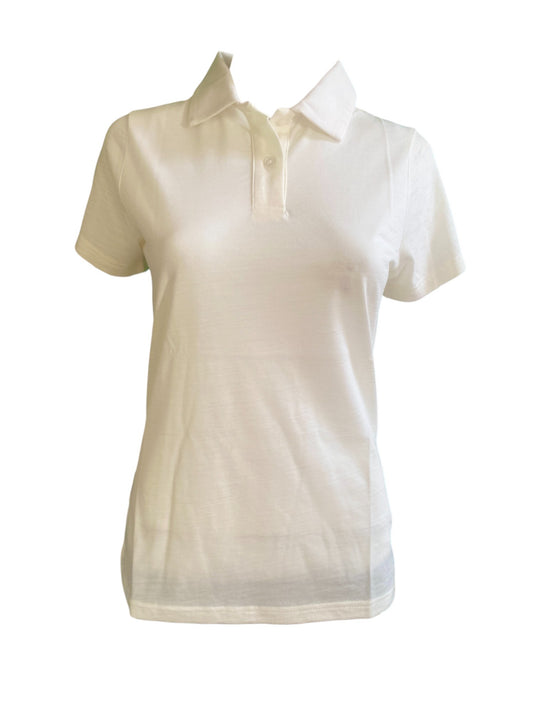 Women's Short Sleeve Polo - Australian Merino Wool - White Cream
